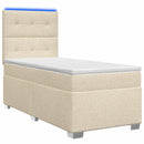 vidaXL Boxspring ágy matraccal Krémszínű 100 x 200 cm Szövet