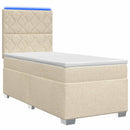 vidaXL Boxspring ágy matraccal Krémszínű 100 x 200 cm Szövet