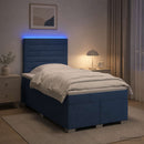 vidaXL Boxspring ágy matraccal LED szalagokkal Kék 120 x 190 cm Szövet