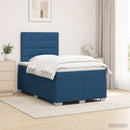 vidaXL Boxspring ágy matraccal LED szalagokkal Kék 120 x 200 cm Szövet