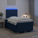vidaXL Boxspring ágy matraccal LED szalagokkal Kék 120 x 200 cm Szövet
