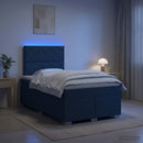vidaXL Boxspring ágy matraccal LED szalagokkal Kék 120 x 200 cm Szövet