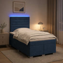 vidaXL Boxspring ágy matraccal LED szalagokkal Kék 120 x 200 cm Szövet