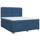 vidaXL Boxspring ágy matraccal LED szalagokkal Kék 140 x 200 cm Szövet