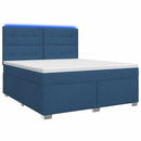 vidaXL Boxspring ágy matraccal LED szalagokkal Kék 160 x 200 cm Szövet