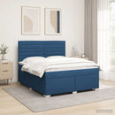 vidaXL Boxspring ágy matraccal LED szalagokkal Kék 140 x 190 cm Szövet