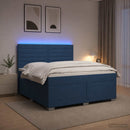 vidaXL Boxspring ágy matraccal LED szalagokkal Kék 140 x 190 cm Szövet