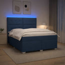 vidaXL Boxspring ágy matraccal LED szalagokkal Kék 140 x 190 cm Szövet