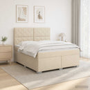 vidaXL Boxspring ágy matraccal Krémszínű 160 x 200 cm Szövet