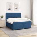 vidaXL Boxspring ágy matraccal LED szalagokkal Kék 140 x 200 cm Szövet