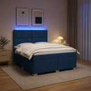 vidaXL Boxspring ágy matraccal LED szalagokkal Kék 140 x 200 cm Szövet
