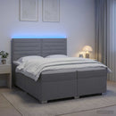 vidaXL Boxspring ágy matraccal Világosszürke 200 x 200 cm Szövet