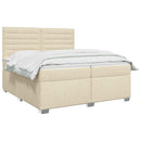 vidaXL Boxspring ágy matraccal Krémszínű 200 x 200 cm Szövet