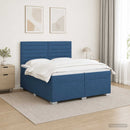 vidaXL Boxspring ágy matraccal LED szalagokkal Kék 200 x 200 cm Szövet