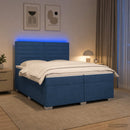 vidaXL Boxspring ágy matraccal LED szalagokkal Kék 200 x 200 cm Szövet