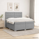 vidaXL Boxspring ágy matraccal Világosszürke 200 x 200 cm Szövet