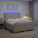 vidaXL Boxspring ágy matraccal Krémszínű 200 x 200 cm Szövet