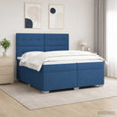 vidaXL Boxspring ágy matraccal LED szalagokkal Kék 200 x 200 cm Szövet