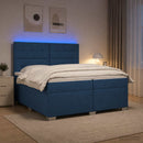 vidaXL Boxspring ágy matraccal LED szalagokkal Kék 200 x 200 cm Szövet
