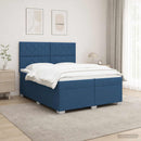 vidaXL Boxspring ágy matraccal LED szalagokkal Kék 200 x 200 cm Szövet