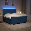 vidaXL Boxspring ágy matraccal LED szalagokkal Kék 200 x 200 cm Szövet