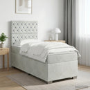 vidaXL Boxspring ágy matraccal Világosszürke 80 x 200 cm Bársony