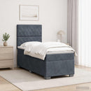vidaXL Boxspring ágy matraccal Sötétszürke 90 x 200 cm Bársony