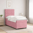vidaXL Boxspring ágy matraccal Rózsaszín 90 x 190 cm Bársony