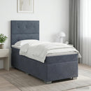 vidaXL Boxspring ágy matraccal Sötétszürke 90 x 200 cm Bársony
