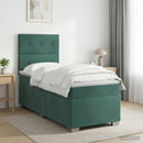 vidaXL Boxspring ágy matraccal Sötétzöld 100 x 200 cm Bársony