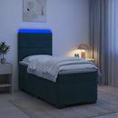 vidaXL Boxspring ágy matraccal Sötétzöld 90 x 200 cm Bársony