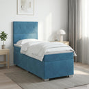 vidaXL Boxspring ágy matraccal LED szalagokkal Kék 80 x 200 cm Bársony