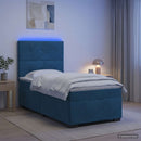 vidaXL Boxspring ágy matraccal LED szalagokkal Kék 80 x 200 cm Bársony