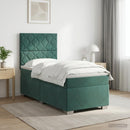 vidaXL Boxspring ágy matraccal Sötétzöld 90 x 200 cm Bársony