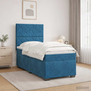 vidaXL Boxspring ágy matraccal LED szalagokkal Kék 90 x 190 cm Bársony