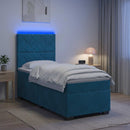 vidaXL Boxspring ágy matraccal LED szalagokkal Kék 90 x 200 cm Bársony
