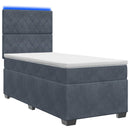 vidaXL Boxspring ágy matraccal Sötétszürke 90 x 190 cm Bársony