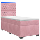 vidaXL Boxspring ágy matraccal Rózsaszín 90 x 190 cm Bársony