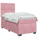 vidaXL Boxspring ágy matraccal Rózsaszín 90 x 190 cm Bársony