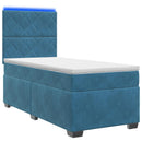 vidaXL Boxspring ágy matraccal LED szalagokkal Kék 90 x 190 cm Bársony