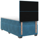 vidaXL Boxspring ágy matraccal LED szalagokkal Kék 90 x 190 cm Bársony