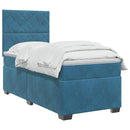 vidaXL Boxspring ágy matraccal LED szalagokkal Kék 90 x 190 cm Bársony