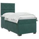 vidaXL Boxspring ágy matraccal Sötétzöld 90 x 200 cm Bársony