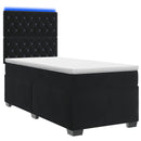 vidaXL Boxspring ágy matraccal fejtámlával Fekete 100 x 200 cm Bársony