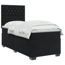 vidaXL Boxspring ágy matraccal fejtámlával Fekete 100 x 200 cm Bársony