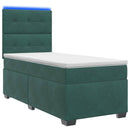vidaXL Boxspring ágy matraccal Sötétzöld 100 x 200 cm Bársony
