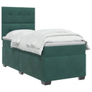 vidaXL Boxspring ágy matraccal Sötétzöld 100 x 200 cm Bársony
