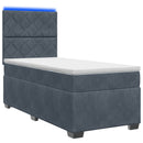 vidaXL Boxspring ágy matraccal Sötétszürke 100 x 200 cm Bársony