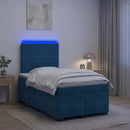 vidaXL Boxspring ágy matraccal fejtámlával Kék 120 x 190 cm Bársony