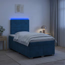 vidaXL Boxspring ágy matraccal fejtámlával Kék 120 x 200 cm Bársony